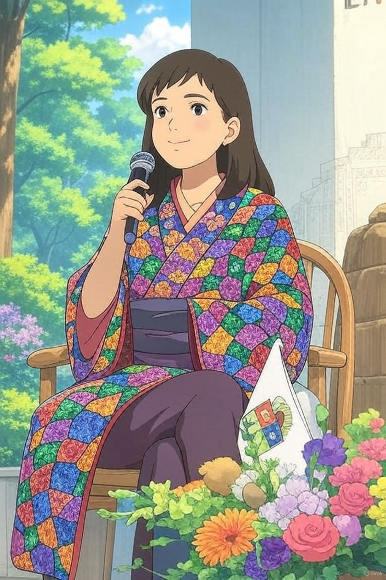 La gobernadora de Quintana Roo, Mara Lezama al estilo Studio Ghibli | Foto: Grok